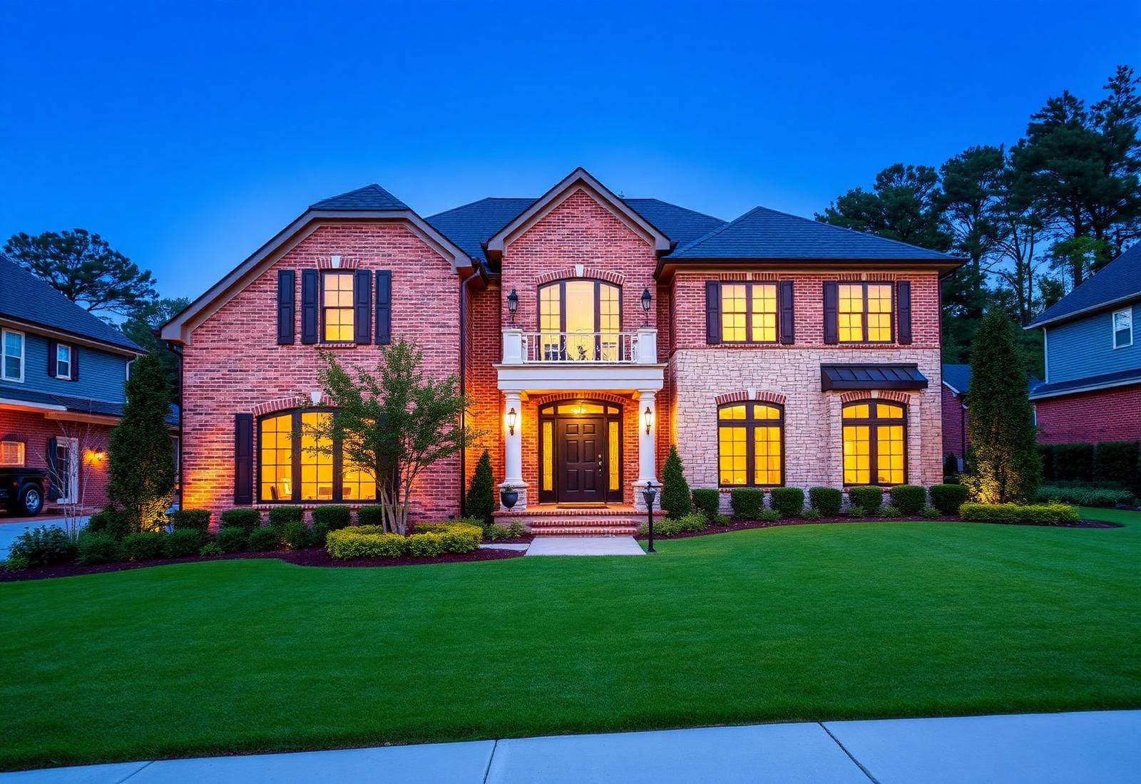 Elegant Atlanta-area home at dusk
